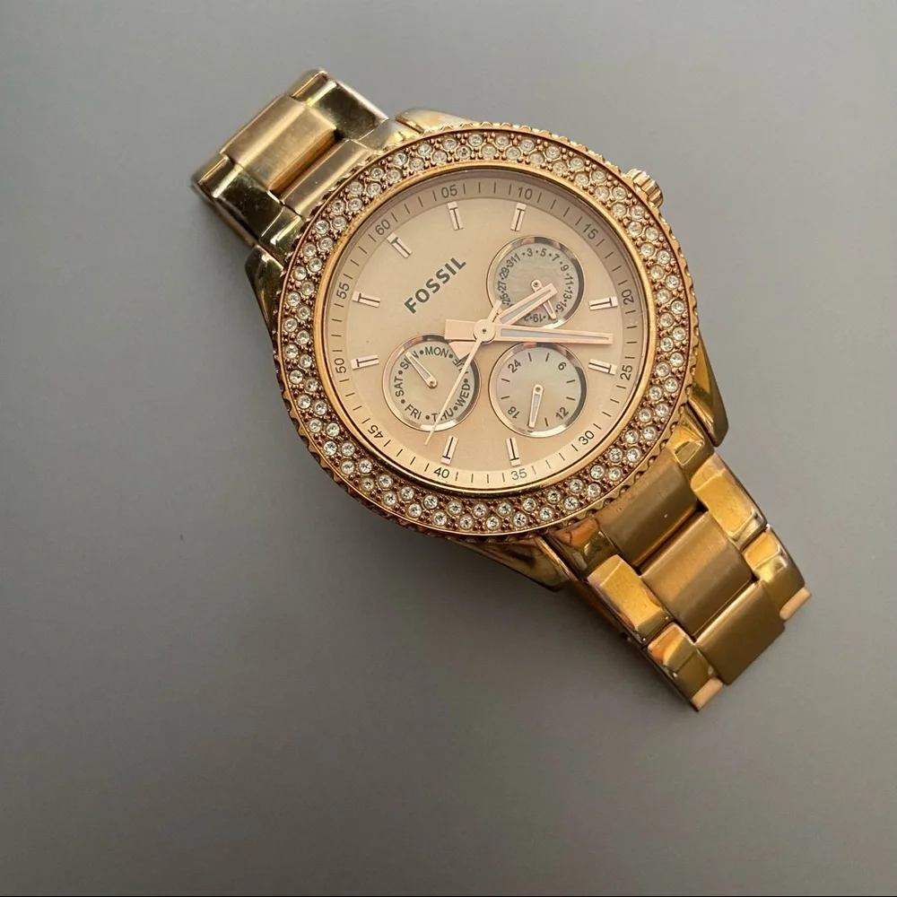 Last Chance FOSSIL Stella Stainless Steel Watch Gold Colored - Picture 8 of 10